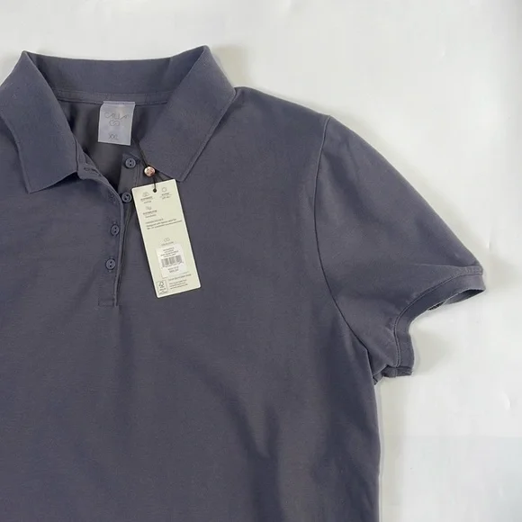 NWT Calia Pique Puff Sleeves Polo T-Shirt XXL Carbon Gray 3/4 Button Down Golf - Picture 8 of 16